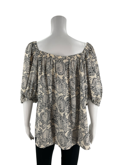 Loft Cream/Navy Paisley Pre-Owned Ladies Top - Size XL - Margaret’s Fine Consignment