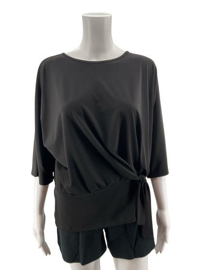 Ciara Sun Woo Draped Side Tie Dolman Top Black Stretch Jersey Size Medium