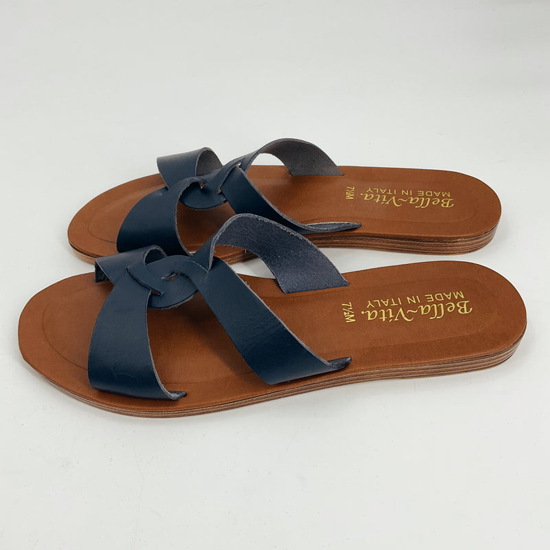 Bella Vita Navy Solid Pre-Owned Ladies Sandals - Size 7.5 - Margaret’s Fine Consignment
