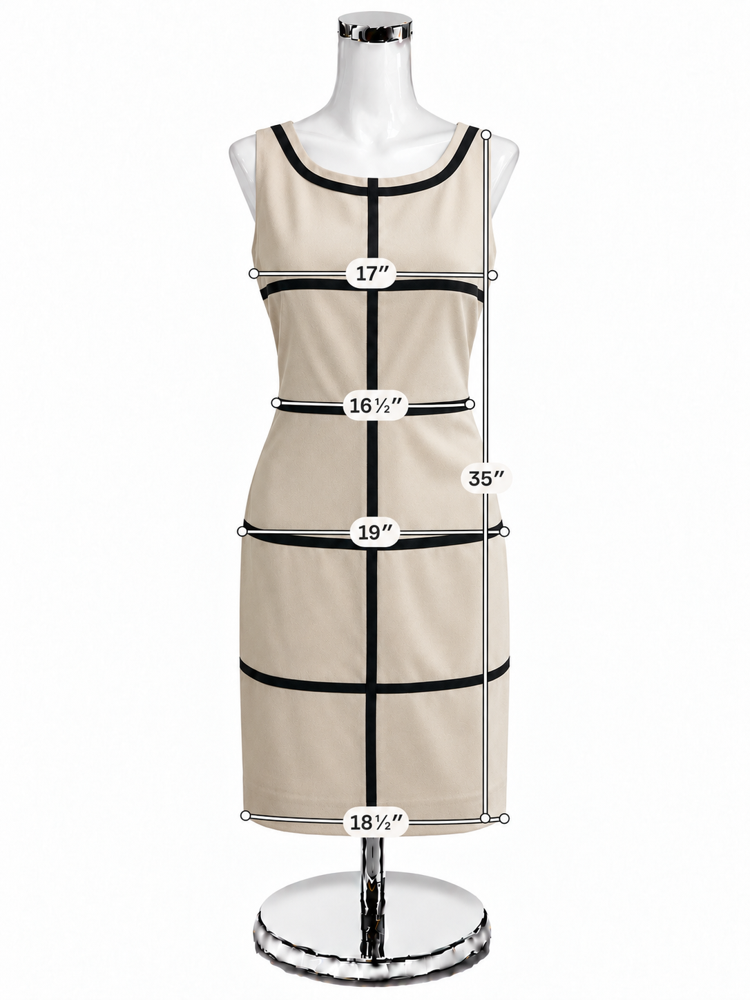 Calvin Klein Tan &amp;amp; Black Sleeveless Sheath Dress - Size 10- ONLINE ONLY