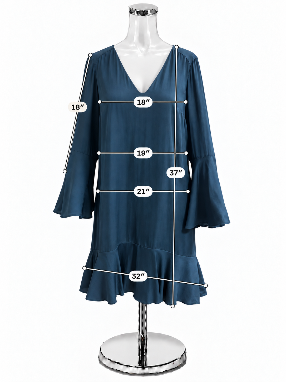 Maeve by Anthropologie Turquoise Solid V-Neck Bell Sleeve Dress Size M - ONLINE ONLY