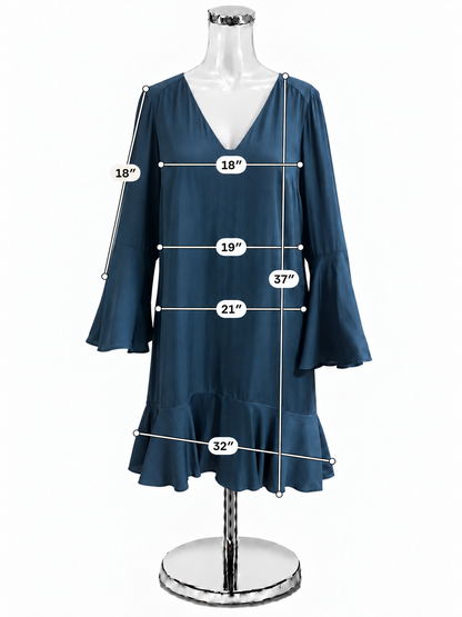 Maeve by Anthropologie Turquoise Solid V-Neck Bell Sleeve Dress Size M - ONLINE ONLY