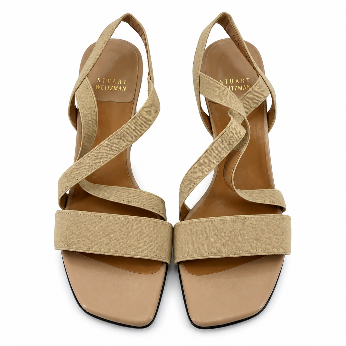 Stuart Weitzman Tan Leather Elastic Criss-Cross Sandals | Size 5.5 - ONLINE ONLY