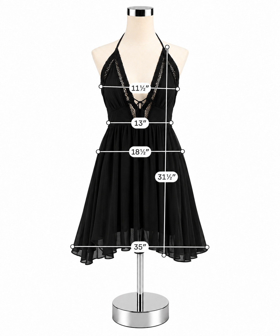 Free People La Nite Black Crochet Halter Mini Dress | Size XS - ONLINE ONLY