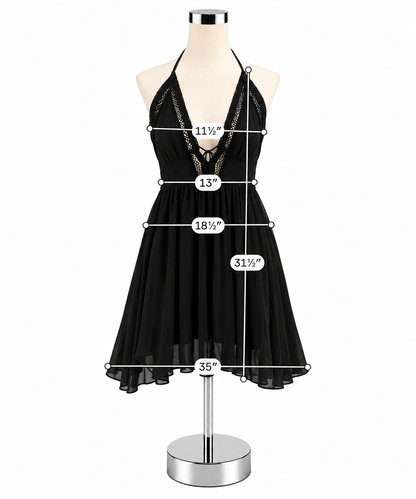 Free People La Nite Black Crochet Halter Mini Dress | Size XS - ONLINE ONLY