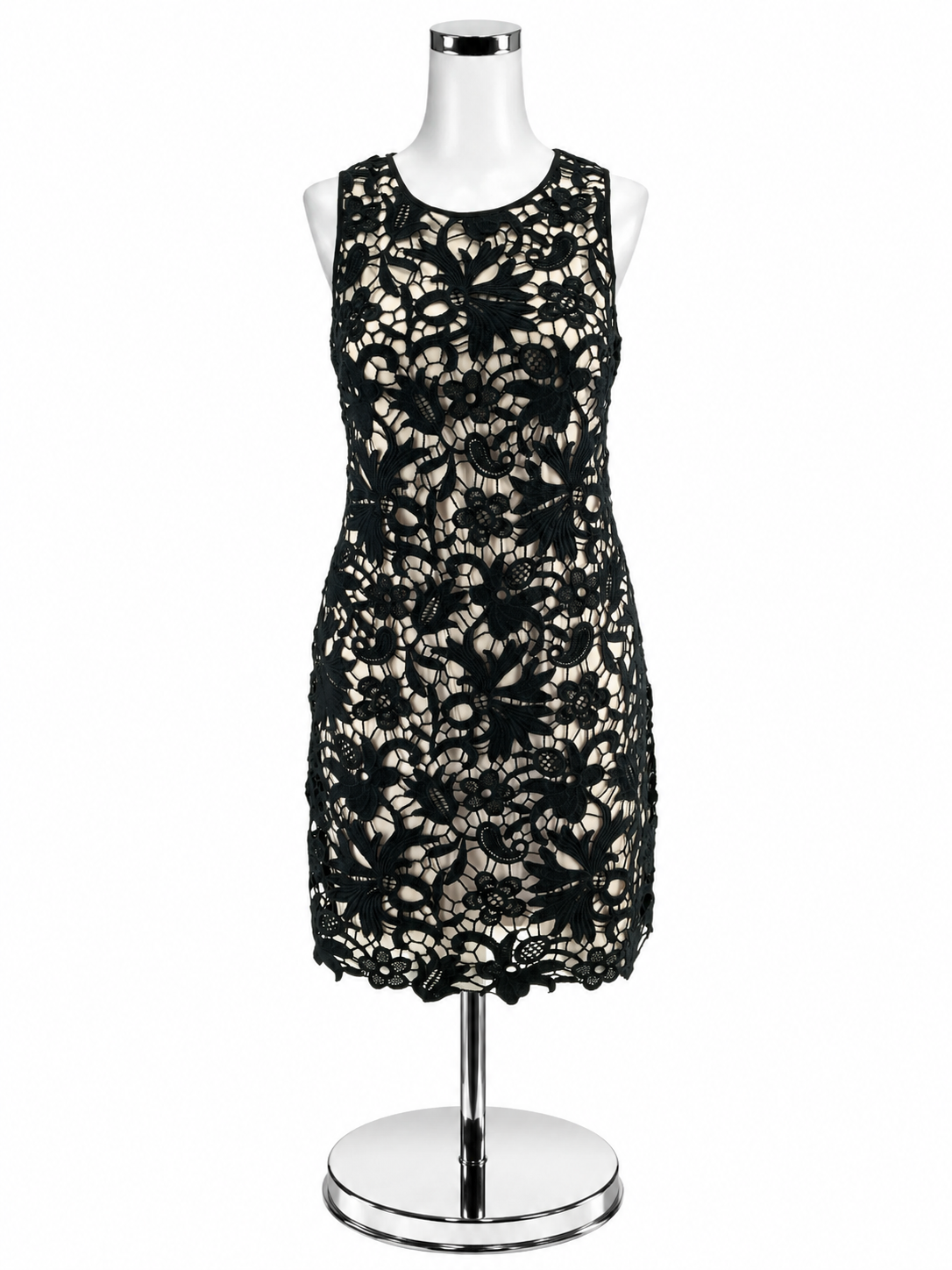 Banana Republic Black, White Embroidered Lace Sleeveless Sheath Dress Size 2 - ONLINE ONLY
