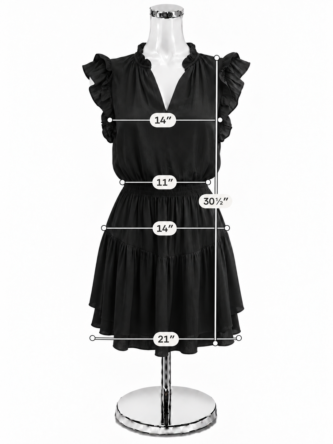 Steve Madden Black Ruffled V-Neck Tiered Mini Dress - Size XS - ONLINE ONLY