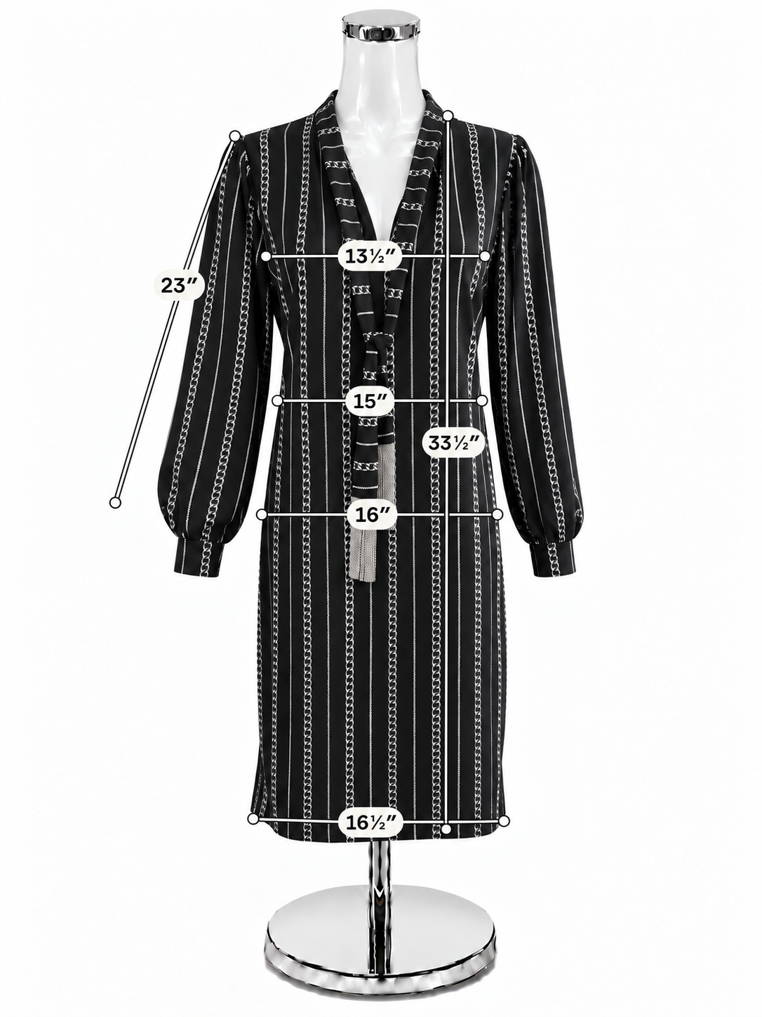 Michael Kors Pre-Owned Michael Kors Chain Print Long Sleeve Dress Black, Gray Size M - ONLINE ONLY