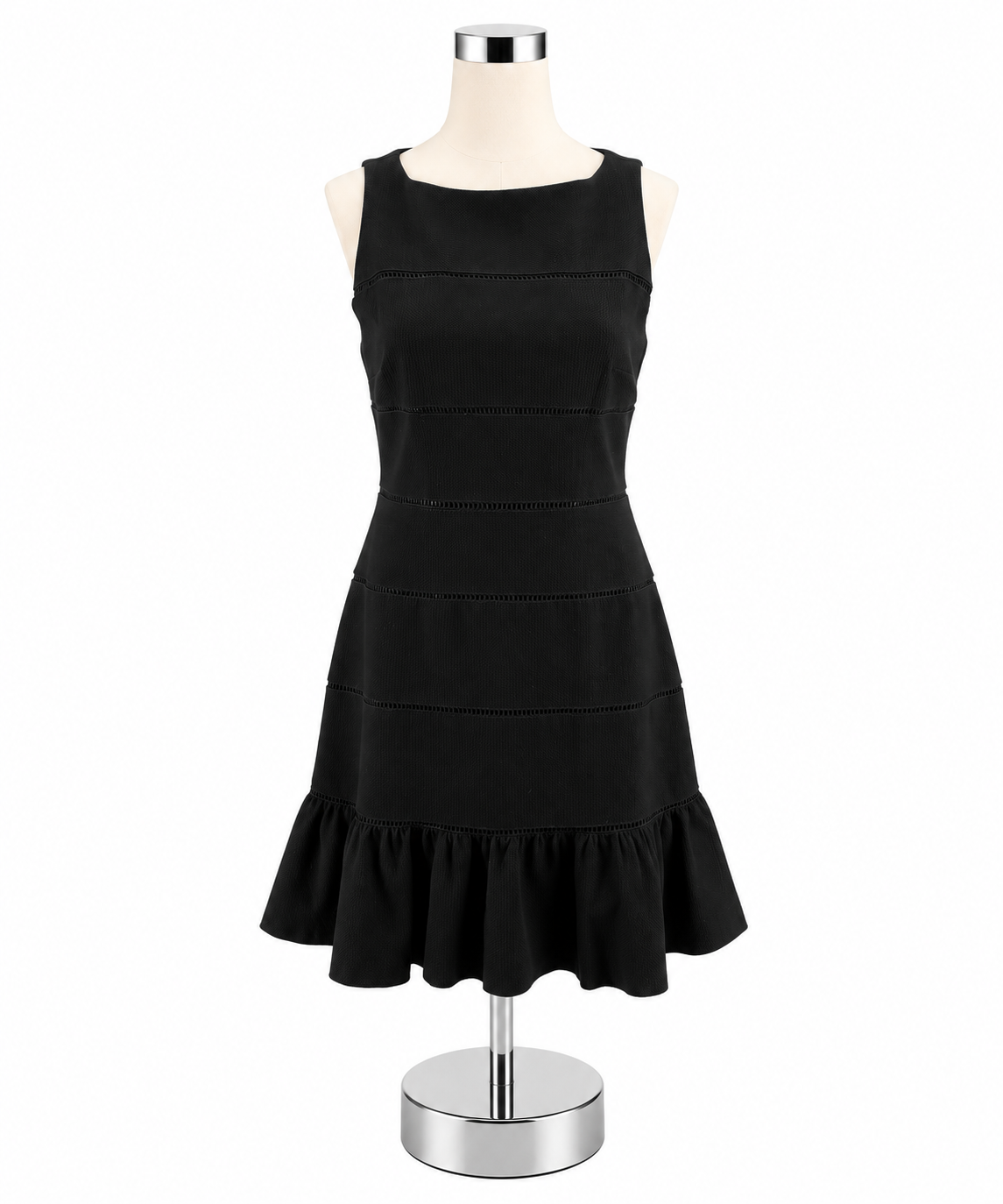 Ann Taylor Ladder Stripe Fit &amp; Flare Dress Black Size 4 - ONLINE ONLY