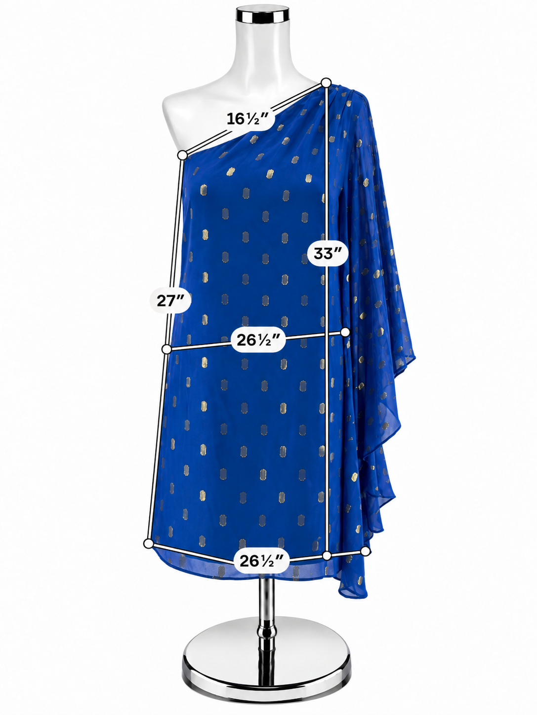 Lilly Pulitzer Marci One Shoulder Silk Dress Royal Blue Gold Metallic Size 2 - ONLINE ONLY