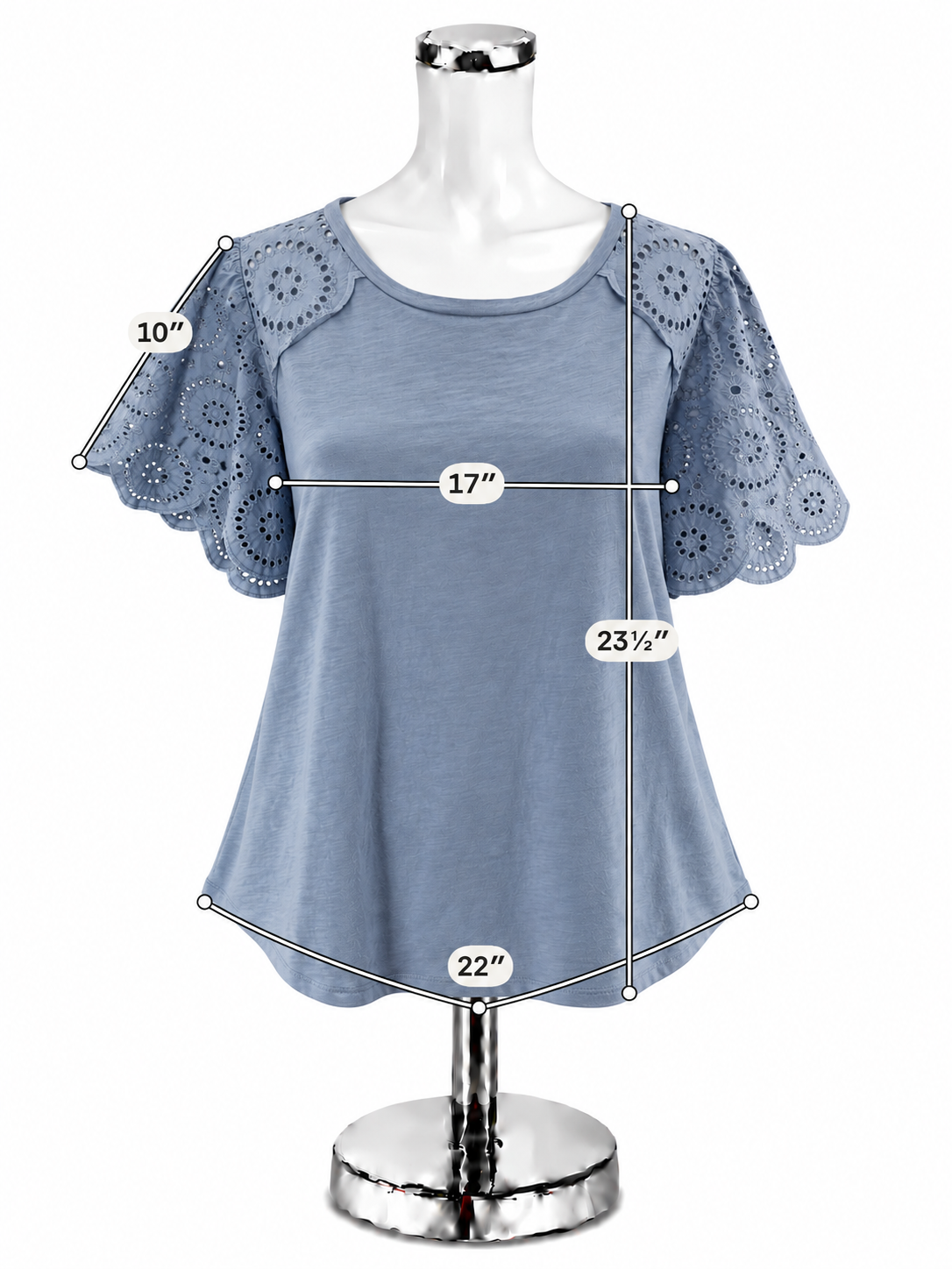 LOFT Blue Eyelet Flutter Sleeve Cotton Top | Size XL - ONLINE ONLY