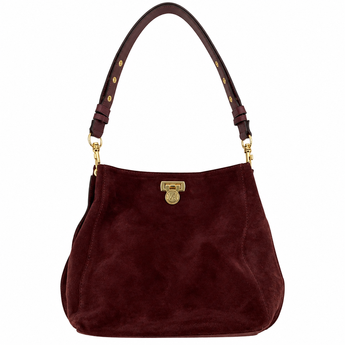 Valentina Maroon Suede Vintage-Inspired Bucket Bag - ONLINE ONLY