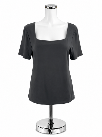 LOFT Verso Black Square Neck Short Sleeve Stretch Top Size XL - ONLINE ONLY