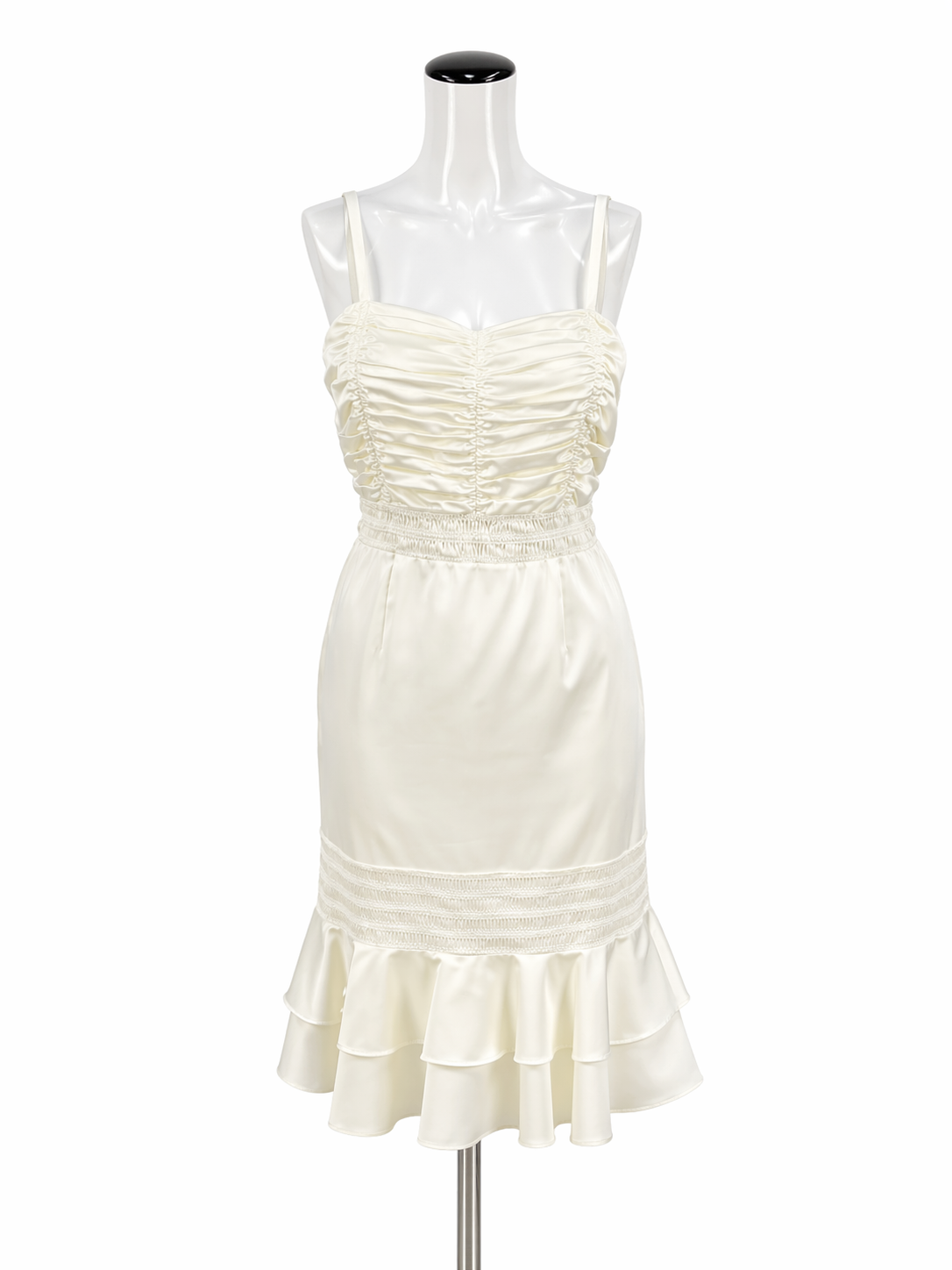 Antonio Melani off white Midi Off White Smocked Tiered Midi Dress Size 8 - Size 8