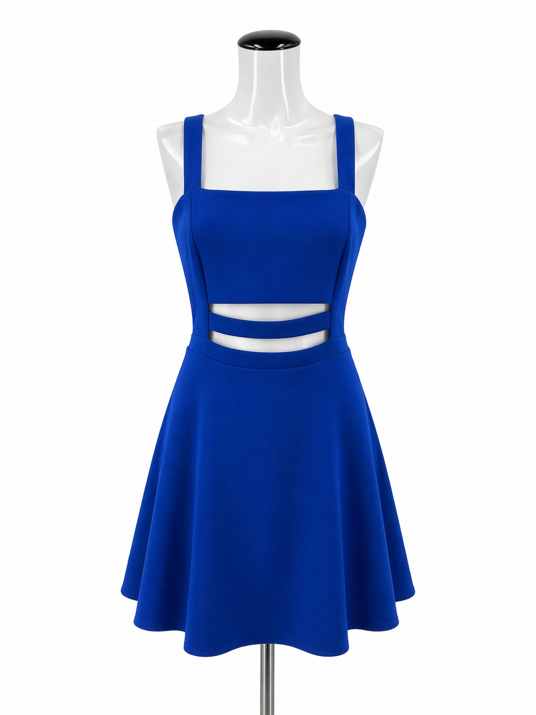 Express Royal Blue Fit and Flare Royal Blue Cutout Fit &amp; Flare Mini Dress Size 6 - Size 6