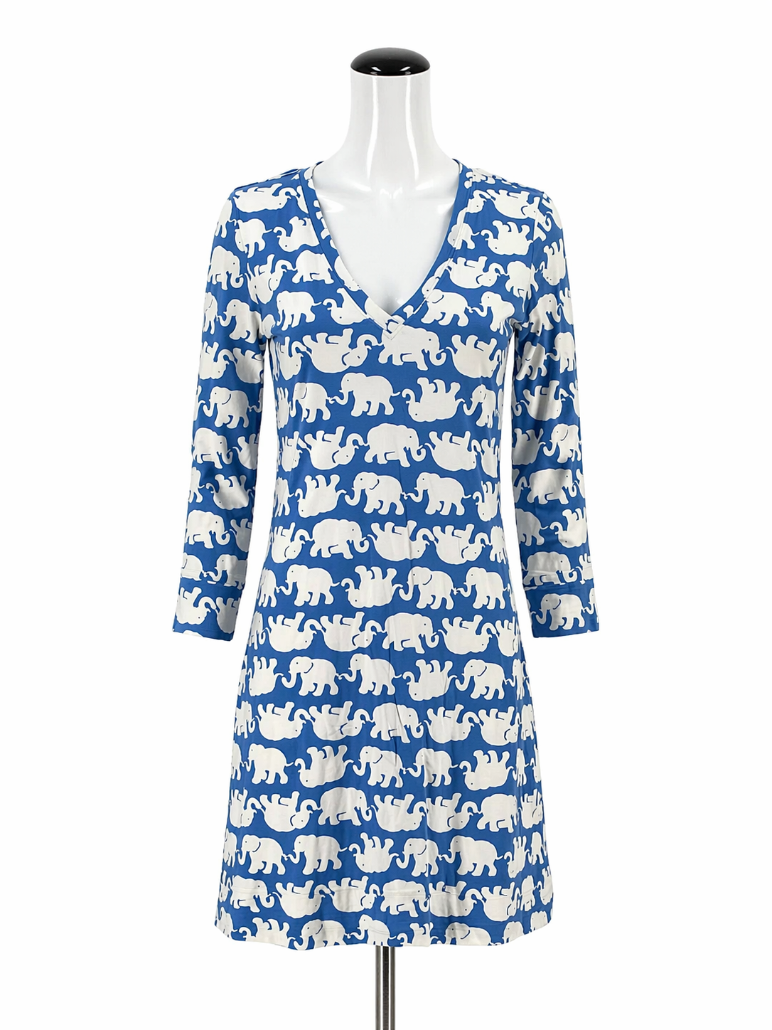 Lilly Pulitzer white/blue Shift White/Blue Elephants Pre-Owned Ladies Dress - Size XS - Size XS