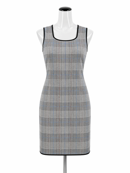 Carlisle White/Black/Blue/Pink Sheath Size XL White/Black/Blue/Pink Plaid Pre-Owned Ladies Dress - Size XL - Size XL