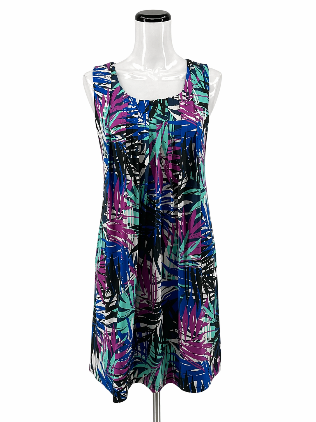 RN Studio by Ronni Nicole purple/blue/black/aqua Sleeveless RN Studio Purple/Blue/Black/Aqua Leaves Pre-Owned Ladies Dress - Size Small - Size S