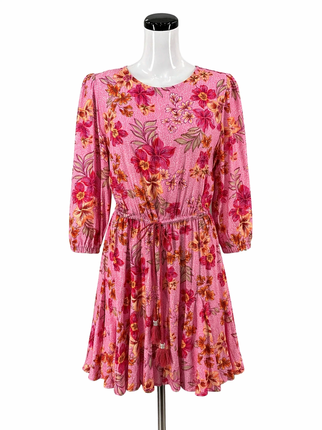 Loft pink/white/red Floral Pink/White/Red Floral Pre-Owned Ladies Dress - Size Medium - Size M
