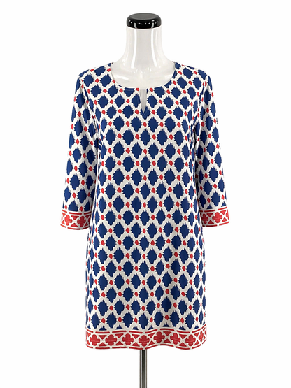 Barbara Gerwit white/red/blue Shift Barabara Gerwit White/Red/Blue Print Pre-Owned Ladies Dress - Size XL - Size XL