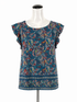 Loft blue/red/yellow Sleeveless Paisley Flutter Sleeve Keyhole Back Blouse Top Size XS - Size XS