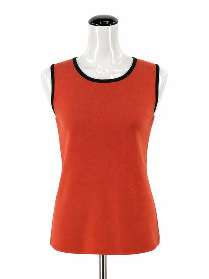 Misook Coral Sleeveless Coral &amp; Black Trim Sleeveless Knit Tunic Top Size XS - Size XS
