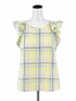 LOFT White/green/yellow Sleeveless Plaid Flutter Sleeve Keyhole Back Top Size Small - Size S