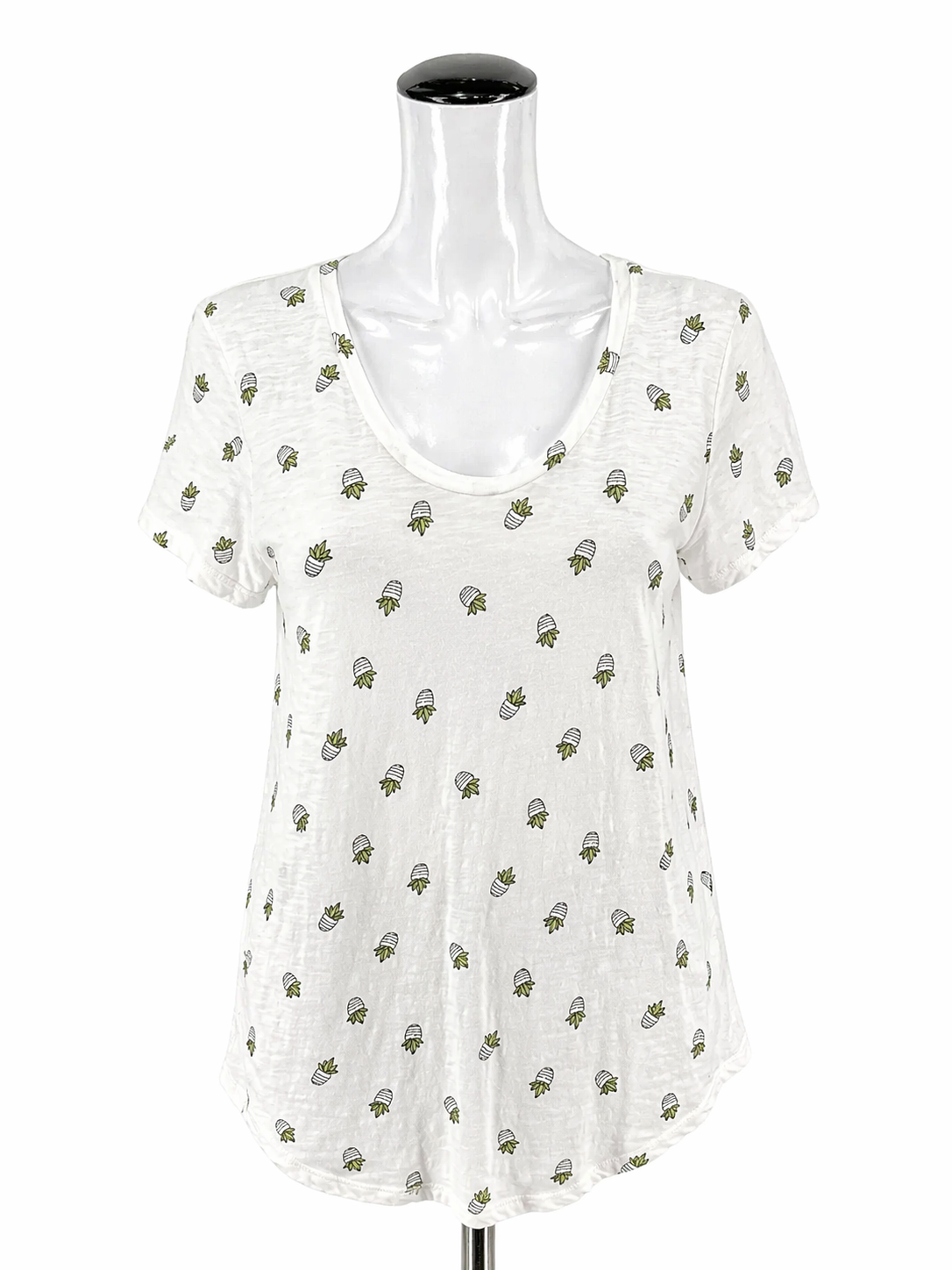 Loft White Sleeveless White Succulent Plant Print Short Sleeve Tee T-Shirt Size Small - Size S