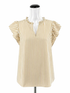 Ann Taylor tan/white Cap Sleeve Tan & White Stripe Flutter Sleeve Top Size XS - Size XS