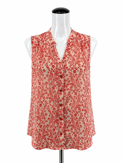 CAbi Orange Sleeveless Fern Blouse Orange Botanical Print Sleeveless Top Size Small - Size S