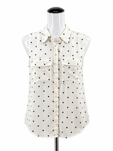 Premise white/black Sleeveless Polka Dot Sleeveless Button-Up Blouse White & Black Size Small - Size S