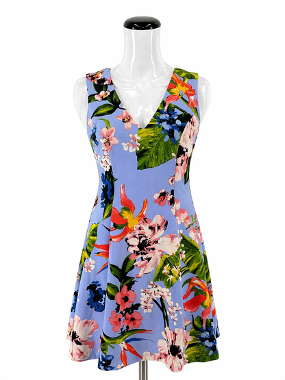 Vince Camuto lavender/coral/green Sleeveless Lavender/Coral/Green Floral Pre-Owned Ladies Dress - Size 4 - Size 4