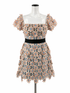 Self-Portrait blush/blue Mini Felicia Daisy Guipure Lace Off-Shoulder Mini Dress Size 8 - Size 8
