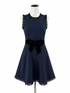 Kate Spade New York navy/black Fit and Flare Navy Pleated Trim Fit & Flare Dress with Velvet Bow Size 8 - Size 8