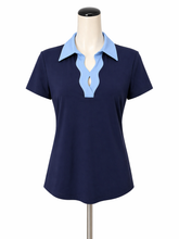 J. McLaughlin navy/blue Short Sleeve Jamey Polo Catalina Cloth Top Navy Blue Size Small - Size S