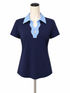 J. McLaughlin navy/blue Short Sleeve Jamey Polo Catalina Cloth Top Navy Blue Size Small - Size S