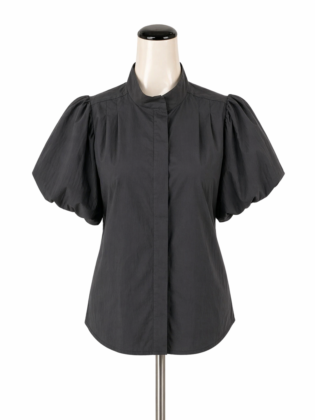 Frame Black Short Sleeve Voluminous Puff Sleeve Poplin Shirt Black Size Small - Size S