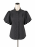 Frame Black Short Sleeve Voluminous Puff Sleeve Poplin Shirt Black Size Small - Size S