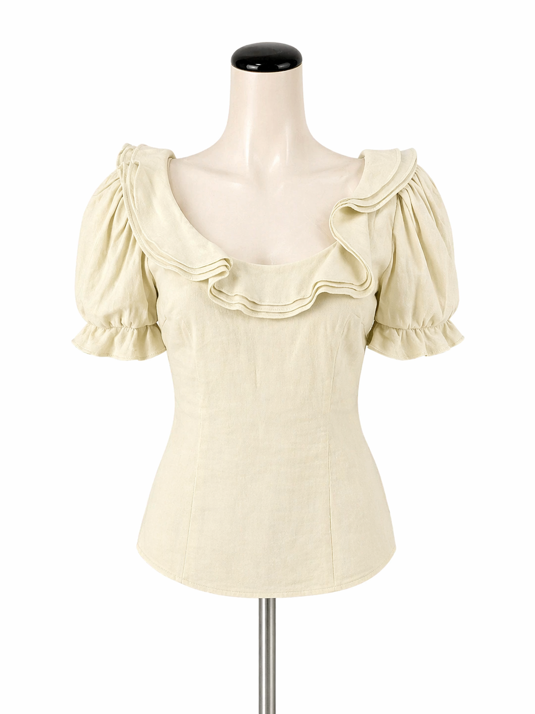 Antonio Melani ecru Peplum Karter Ruffle Puff Sleeve Linen Blend Peplum Blouse Ecru Size 2 - Size 2