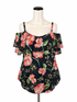 cabi Navy/red Cold Shoulder Ruffle Top Floral Cold Shoulder Blouse Size S Style 5220 - Size S