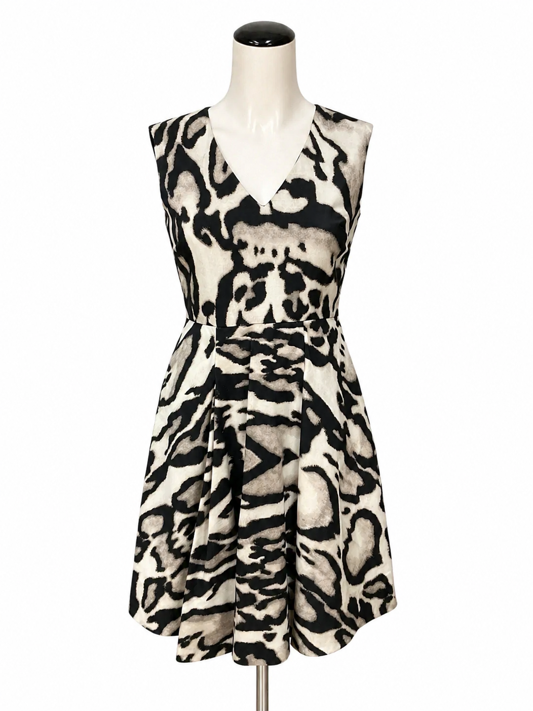 Diane von Furstenberg Tan/black Fit and Flare DVF Animal Print Wool Silk Flare Dress Size 0 - Size 0