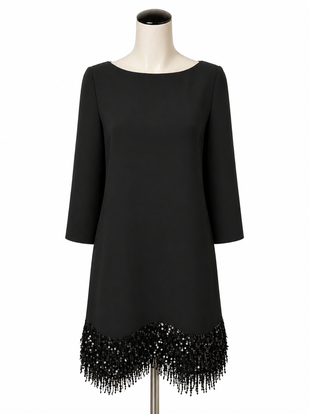 Kate Spade New York Black Shift Sequin Fringe Crepe Shift Dress Black Size 6 - Size 6
