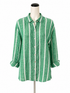 Magaschoni Green/White Button Down Green & White Striped 100% Linen Button Down Shirt Size Small - Size S
