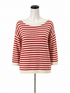 Seasalt Cornwall red/white 3/4 Sleeve Knavock Jumper Organic Cotton Linen Breton Stripe Sweater US 4 - Size 4