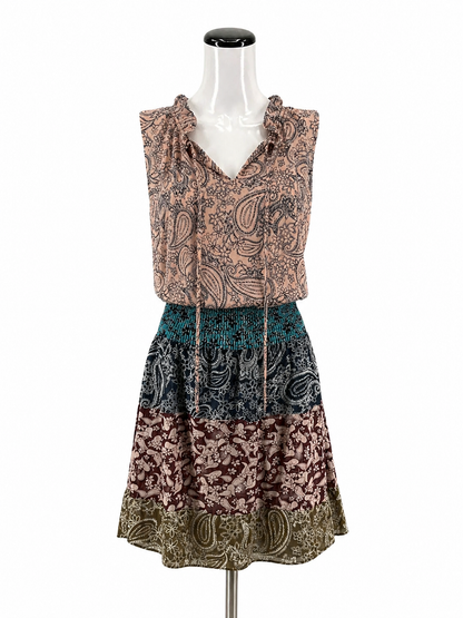 cabi Pink/Navy/Tan Dress Siren Floral Racerback Blouson Dress Pink Navy Size Small - Size S