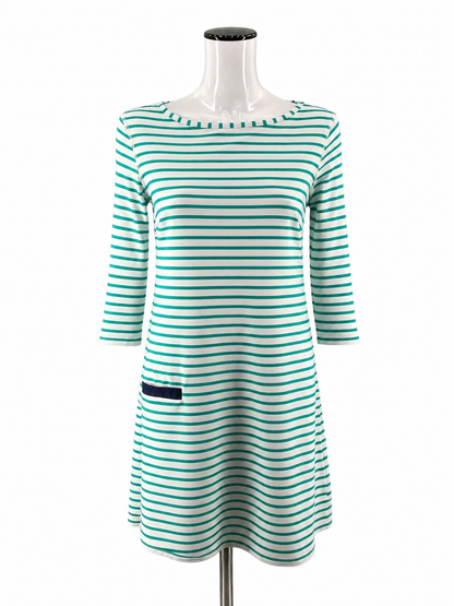 Cabana Life white/teal Shift Delray Stripe UPF 50+ Tunic Dress White Teal Size Small - Size S