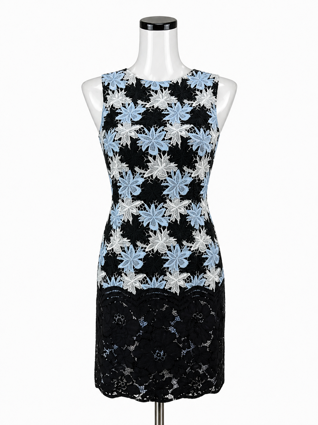 Antonio Melani black/blue/white Sheath Cindy Floral Lace Colorblock Sheath Dress Size 14 - Size 14
