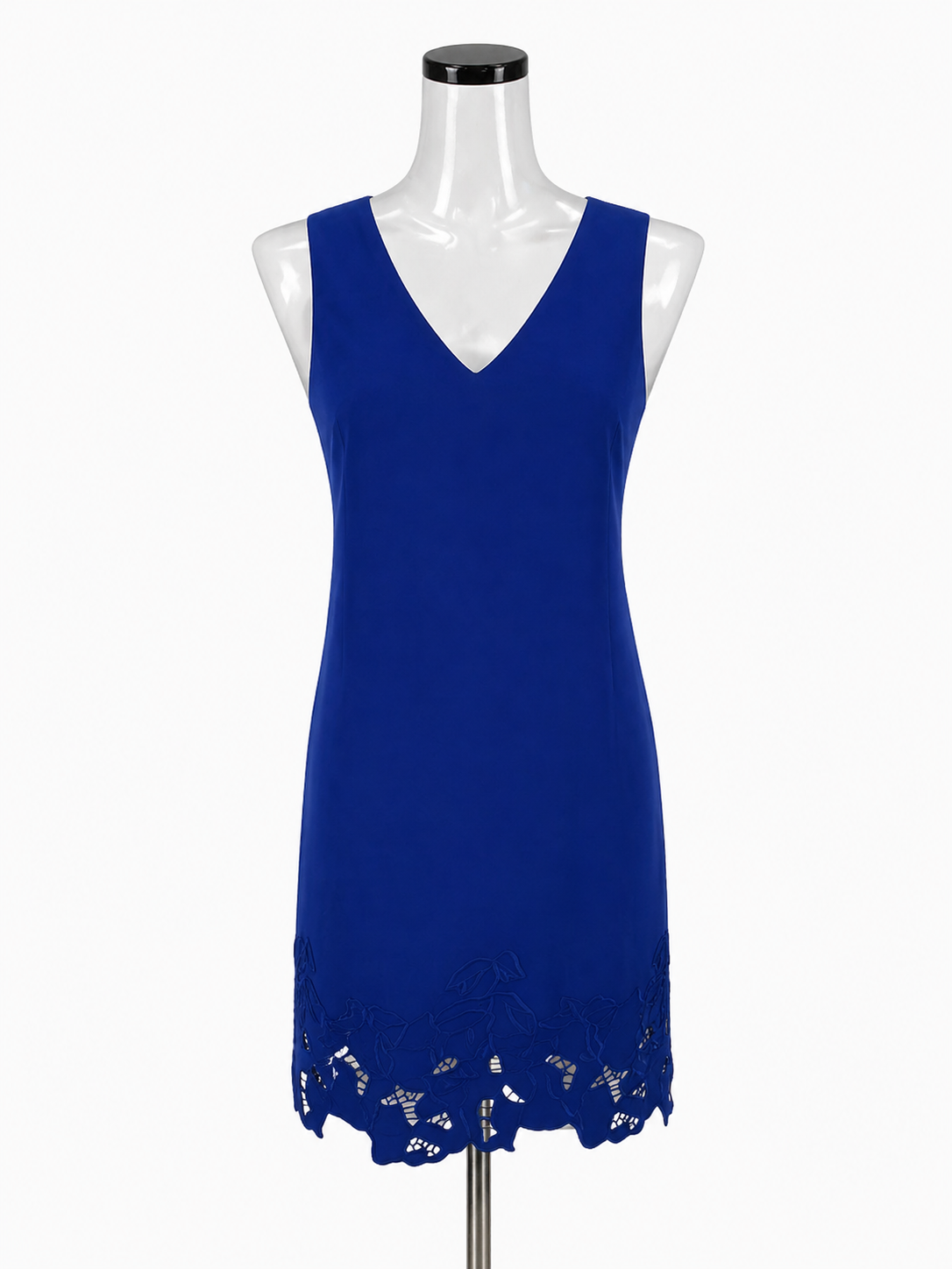 tahari asl blue dress Size 14 Solid Pre-Owned Ladies New With Tags black short dresses for homecoming Color:navy blue cut floral hem White Shirt Matching Pant