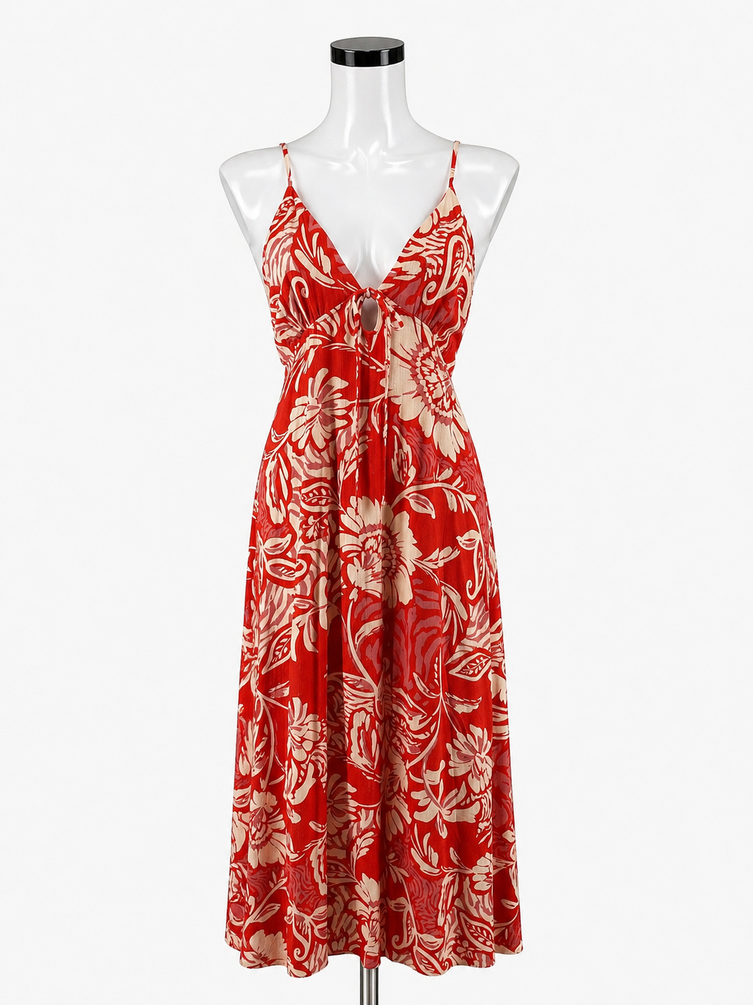 Unbranded Tan/orange Maxi Boho Tropical Floral Open Back Maxi Sundress Size Small - Size S