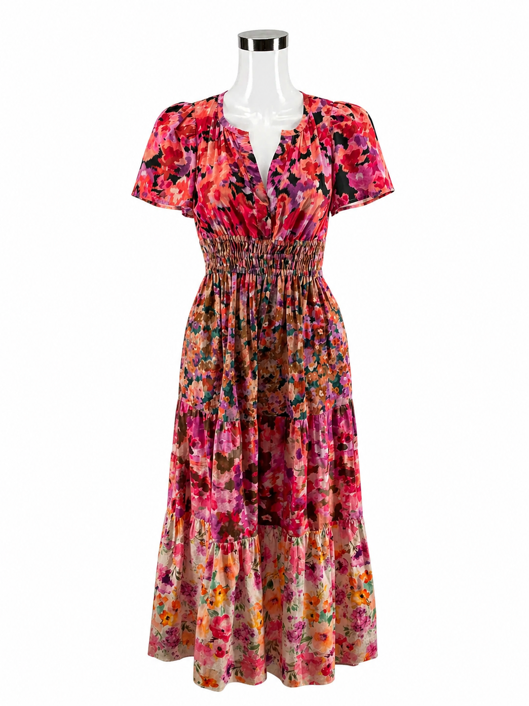 Kachel x Anthropologie tan/red/orange Maxi Kachel X Size XS tan/red/orange Floral Pre-Owned Ladies Dress - Size XS